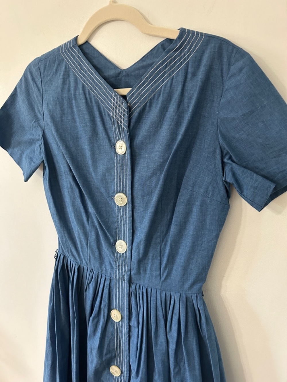 Vintage Dixie Deb Dress Women’s Handmade? Denim Blue Dress Western Full Skirt - Picture 4 of 16